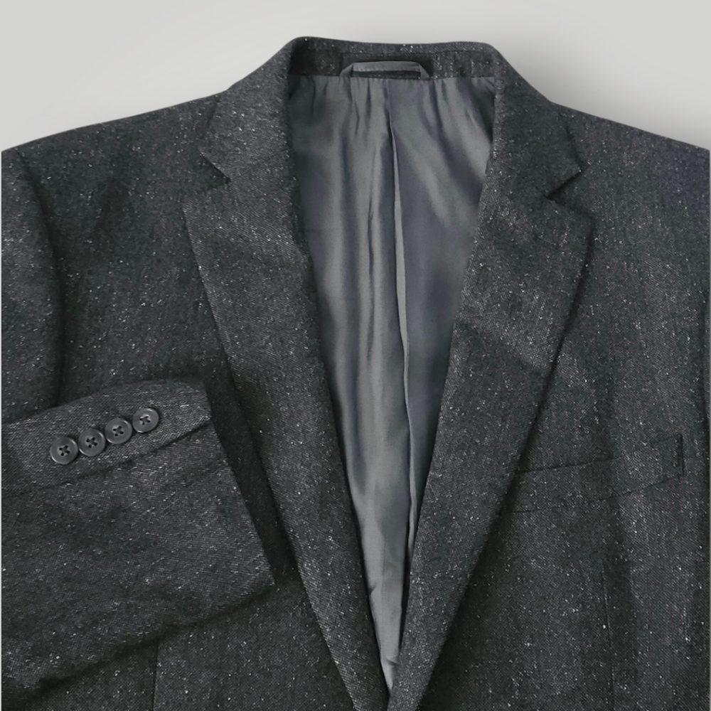 Calvin Klein Extreme Slim Fit Wool Silk Blazer 44R Charcoal Flecked Quiet Luxury - Picture 2 of 10